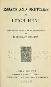 Cover of: Essays and sketches by Leigh Hunt