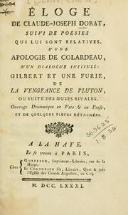 Cover of: Éloge de Claude-Joseph Dorat. by Cubières-Palmézeaux