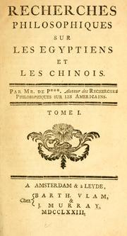Cover of: Recherches philosophiques sur les Egyptiens et les Chinois