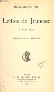 Cover of: Lettres de jeunesse (1745-1775) publiées par Louis Thomas.