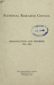 Cover of: Organization and members. by National Research Council (US)