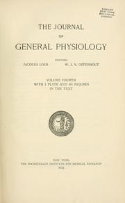 Cover of: The Journal of general physiology. by 