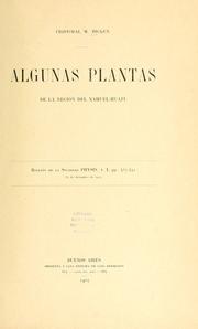 Cover of: Algunas plantas de la región Nahuel-Huapi by Cristóbal M. Hicken