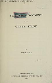 Cover of: Vitruvius' account of the Greek stage