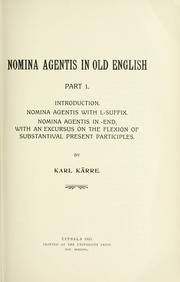 Cover of: Nomina agentis in Old English: Part 1