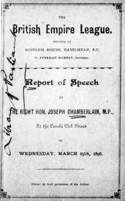 Cover of: Report of speech: at the Canada Club dinner on Wednesday, March 25th, 1896
