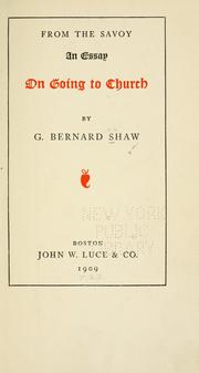 Cover of: An essay On going to church by George Bernard Shaw