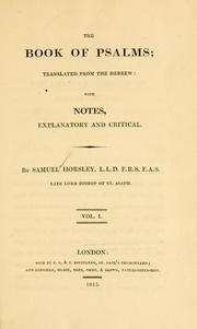 Cover of: The book of Psalms by Samuel Horsley