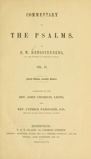 Cover of: Commentary on the Psalms... | Ernst Wilhelm Hengstenberg