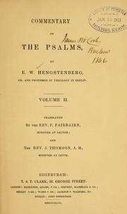 Cover of: Commentary on the Psalms... by Ernst Wilhelm Hengstenberg