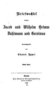 Cover of: Briefwechsel zwischen Jacob und Wilhelm Grimm, Dahlmann und Gervinus by Brothers Grimm