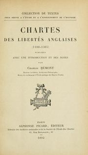 Cover of: Chartes des libertés anglaises (1100-1305) by pub. avec une introduction et des notes par Charles Bémont.