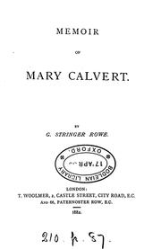 Cover of: Memoir of Mary Calvert