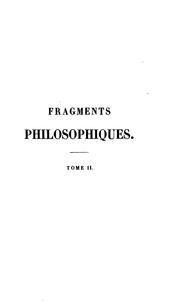 Cover of: Fragments philosophiques by Cousin, Victor