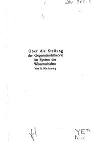 Cover of: Über die Stellung der Gegenstandstheorie im System der Wissenschaften