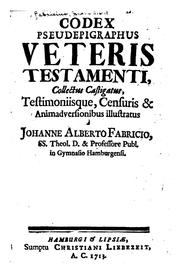 Cover of: Codex pseudepigraphus Veteris Testamenti