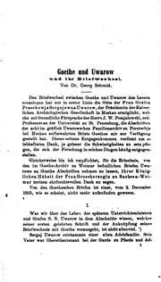 Cover of: Goethe und Uwarow und ihr Briefwechsel by Johann Wolfgang von Goethe, Johann Wolfgang von Goethe