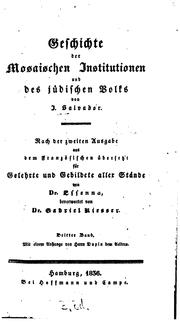 Cover of: Geschichte der mosaischen institutionen und des jüdischen volks