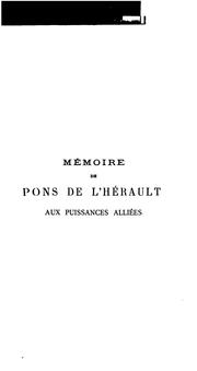 Cover of: Mémoire de Pons de l'Hérault aux puissances alliées