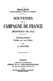 Cover of: Souvenirs de la campagne de France (manuscrit de 1814)