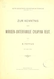 Zur Kenntnis der Miriden-Unterfamilie Cylapina Reut by Poppius,B.