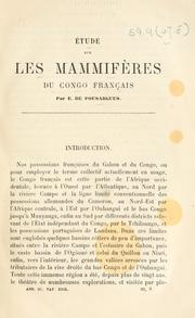 Cover of: ude sur les mammifs du Congo frans