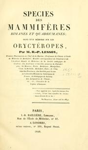 Cover of: Species des mammifs bimanes et quadrumanes: suivi d'un mire sur les Oryctpes ...