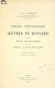 Cover of: Tableau chronologique des oeuvres de Ronsard by Paul Laumonier