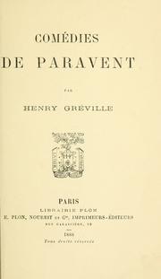 Cover of: Comédies de paravent