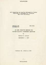 Cover of: On some iterative methods for solving elliptic difference equations.