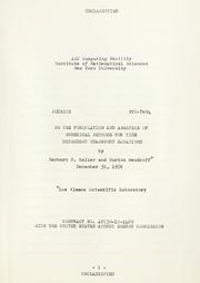 Cover of: On the formulation and analysis of numerical methods for time dependent transport equations