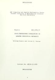 Cover of: Space temperature correlations in quantum statistical mechanics by William Kunkin, William Kunkin