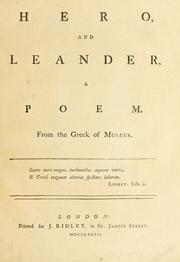Cover of: Hero and Leander: a poem.