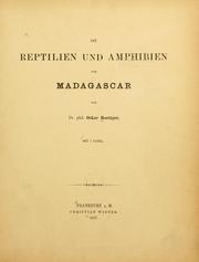 Cover of: Reptilien und Amphibien von Madagascar.
