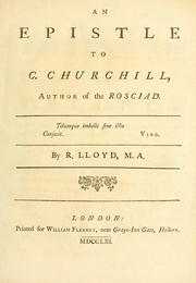 Cover of: An epistle to C. Churchill