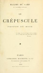 Cover of: crépuscule: propos du soir