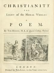 Cover of: Christianity the light of the moral world by Thomas Hobson