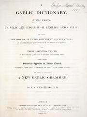 A Gaelic dictionary, in two parts by Robert Archibald Armstrong