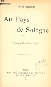 Cover of: Au pays de Sologne by Paul Besnard