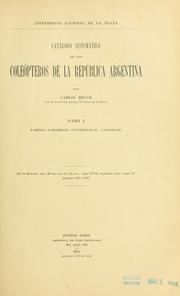 Cover of: Catálogo sistemático de los coleópteros de la República Argentina.