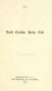Cover of: The South Carolina Jockey Club by John Beaufain Irving