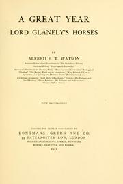 Cover of: A great year Lord Glanely's horses