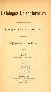 Cover of: Catalogus coleopterorum hucusque descriptorum synonymicus et systematicus