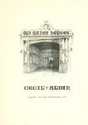 Cover of: Old manor houses