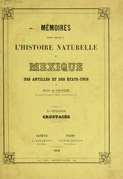 Cover of: Mèmoire sur divers crustacés nouveaux du Mexique et des Antilles