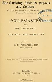 Cover of: Ecclesiastes, or, the Preacher by E. H. Plumptre