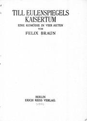 Cover of: Till Eulenspiegels Kaisertum: eine Komödie in vier Akten