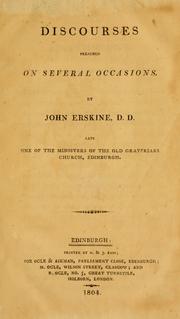 Cover of: Discourses preached on several occasions. by Erskine, John