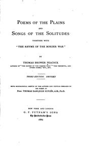 Cover of: Poems of the Plains: And Songs of the Solitudes, Tpgether with "The Rhyme of the Border War."