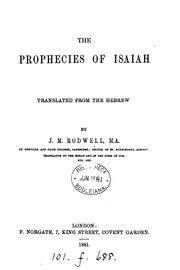 Cover of: The prophecies of Isaiah, tr. by J.M. Rodwell